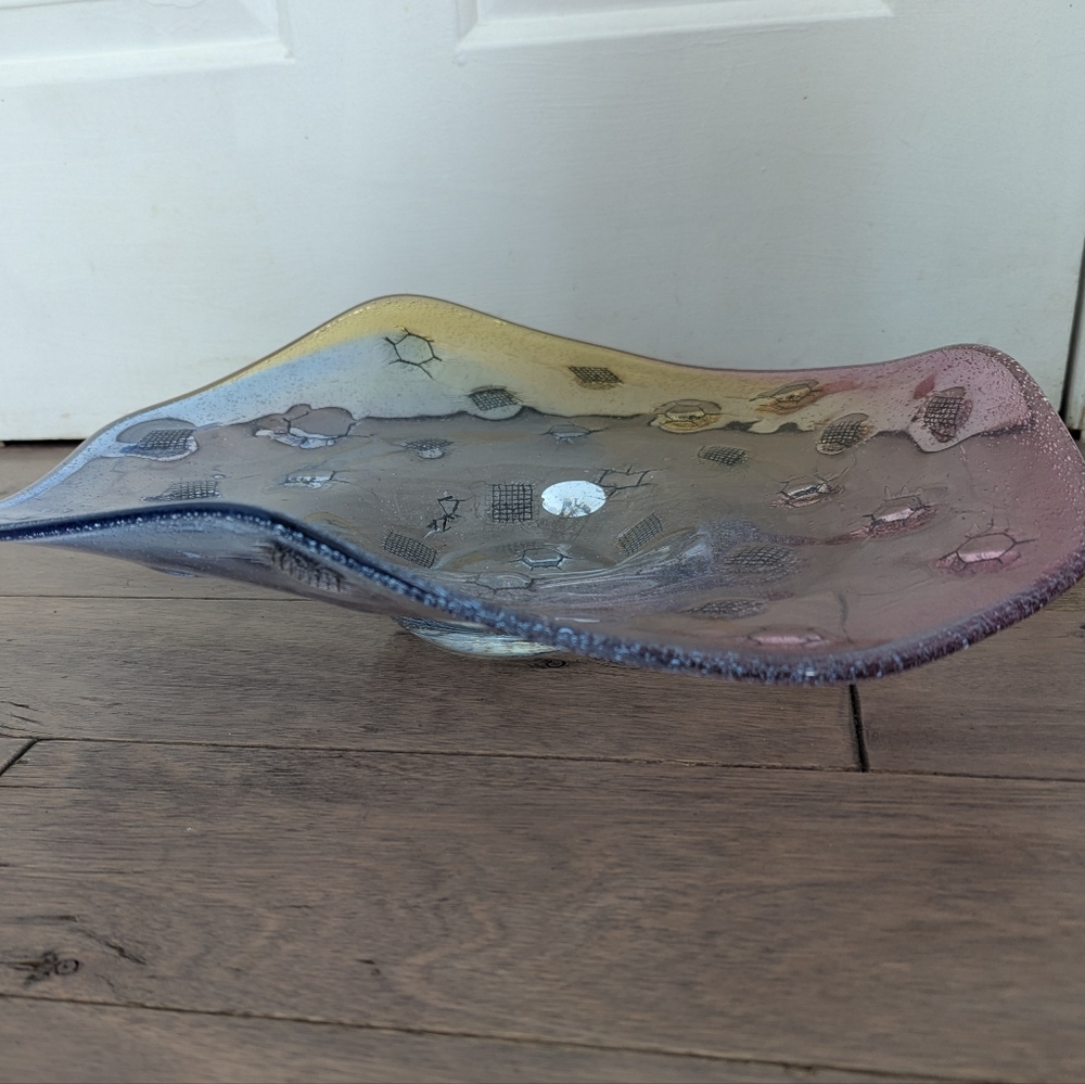 Adam Jablonski abstract multi color glass bowl